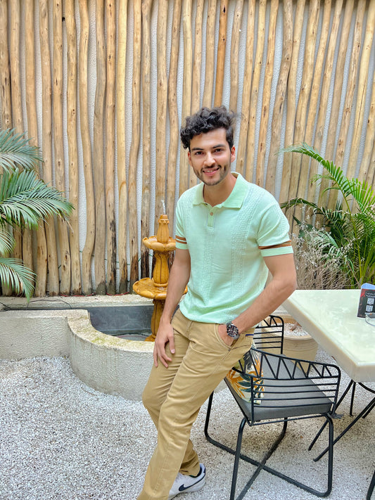 602 Textured Knit Polo I Mint Green