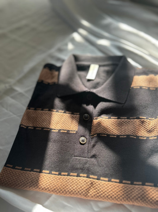 628 Textured Knit Polo I Black
