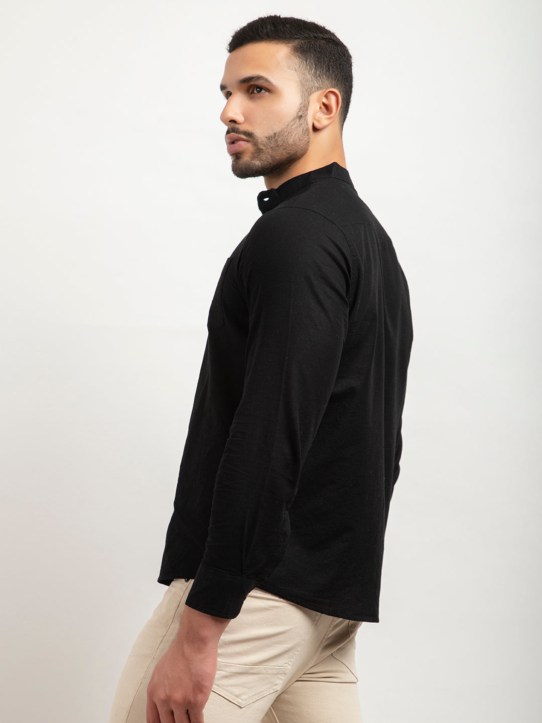 502 Men's Linen Smart Shirt I Black