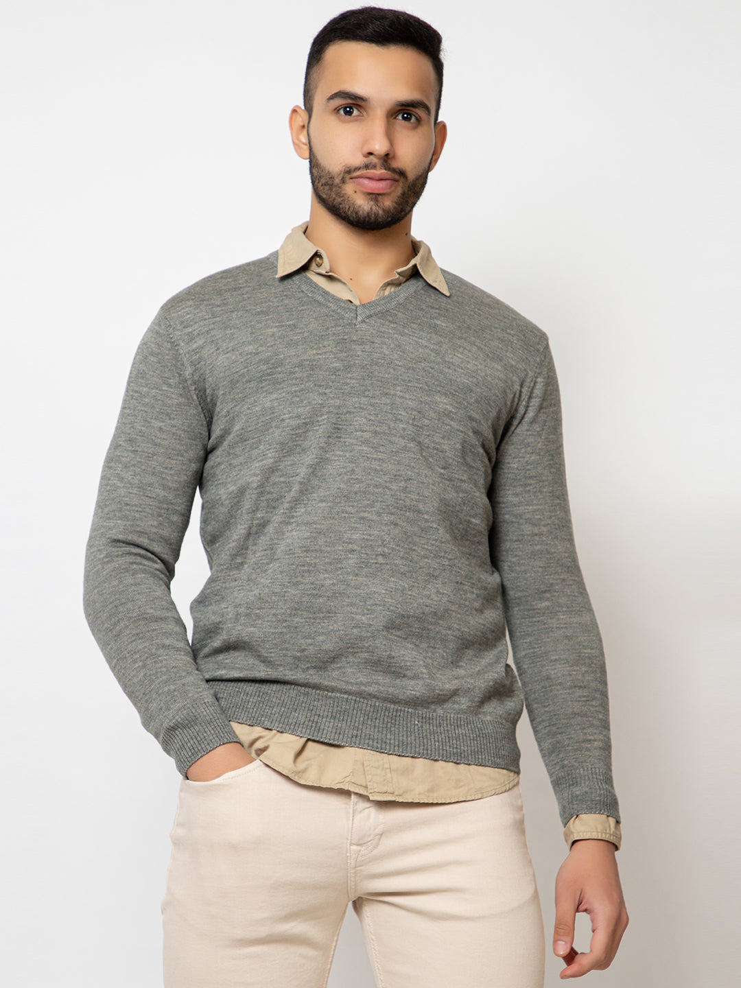 215 Solid Pullover I Wool I Woolmark Certified I Olive