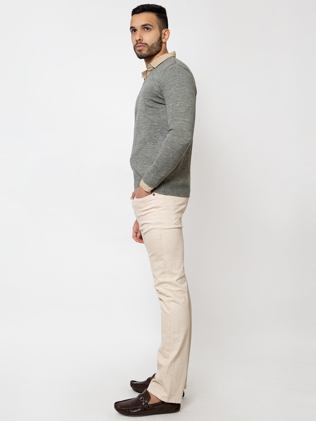 215 Solid Pullover I Wool I Woolmark Certified I Olive