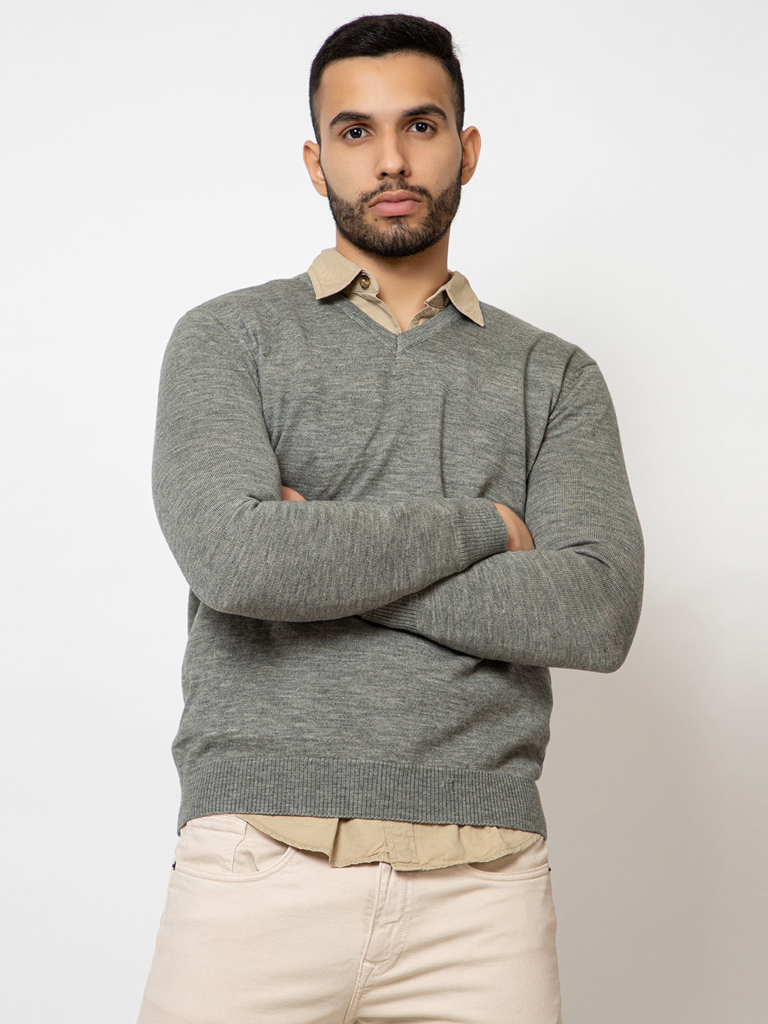 215 Solid Pullover I Wool I Woolmark Certified I Olive