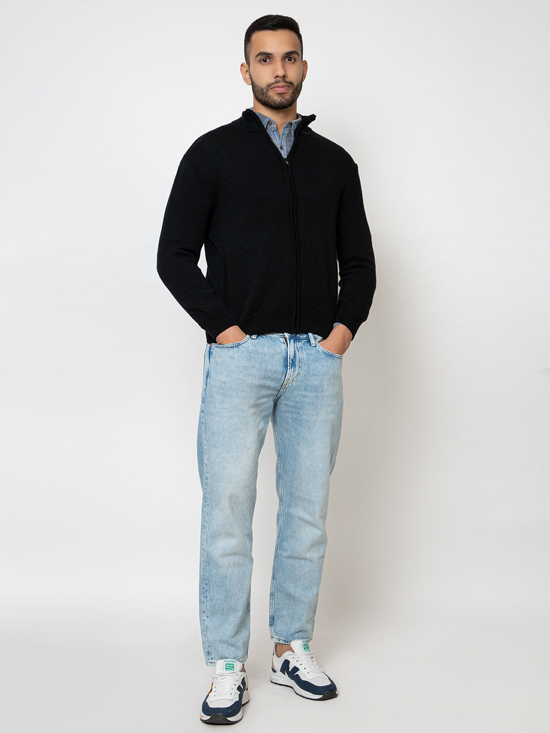 234 Full Zip Pullover I Wool I Woolmark Certified I Black