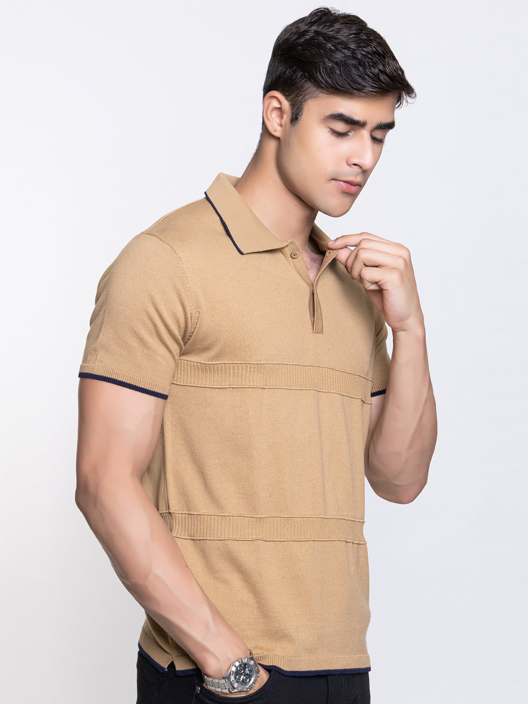 604 Textured Knit Polo I Chocolate Brown