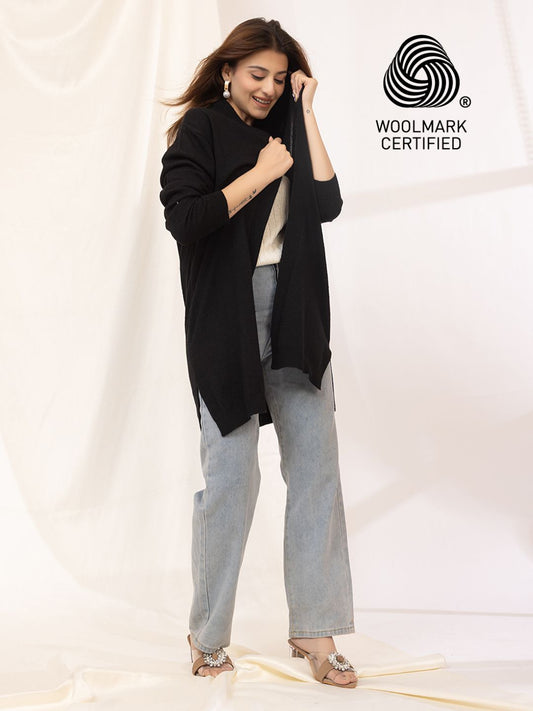 017 Woollen Shrug I Black