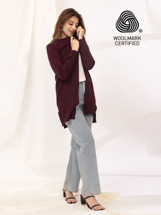 017 Woollen Shrug I Burgundy Wine
