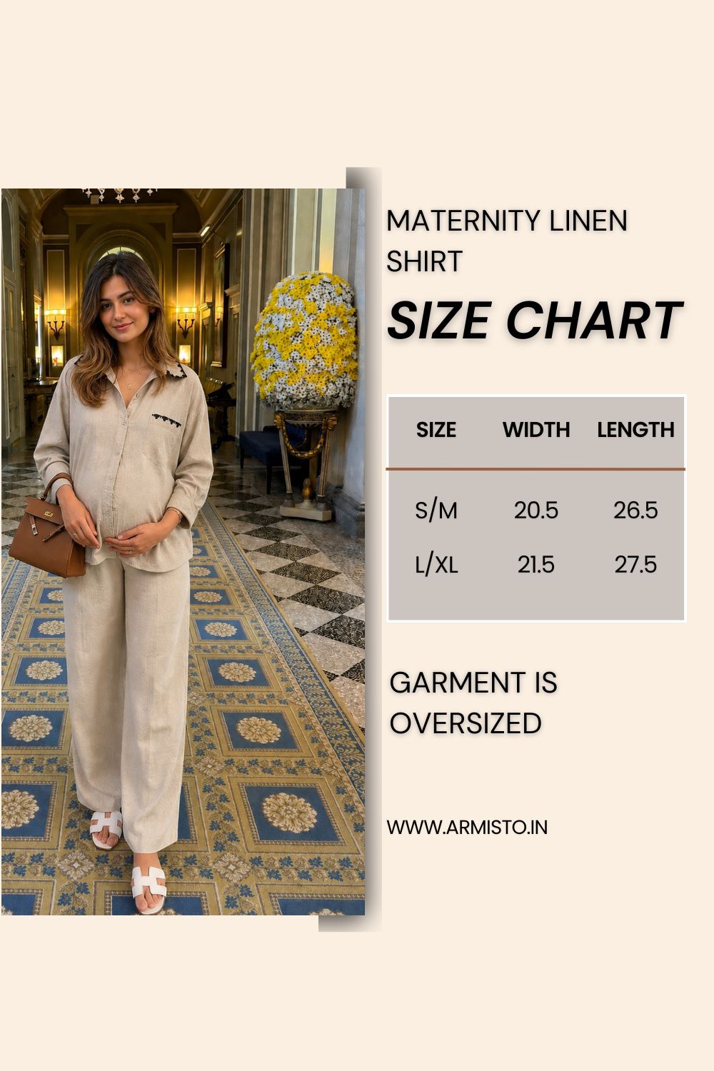 706 Women's Hand Embroidered Linen Smart Formal Shirt I Oversized & Maternity