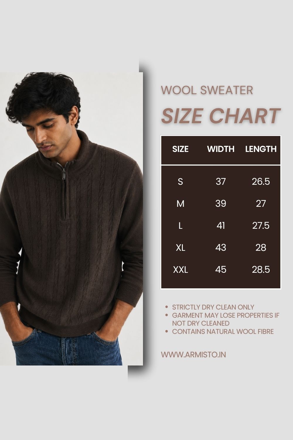 260 Half Zip Pullover I 100% Pure Wool I Woolmark Certified I Coffee Melange (Limited Edition)
