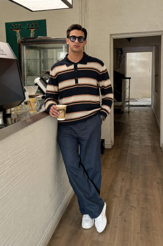 231 Textured Knit Polo T-shirt I Black