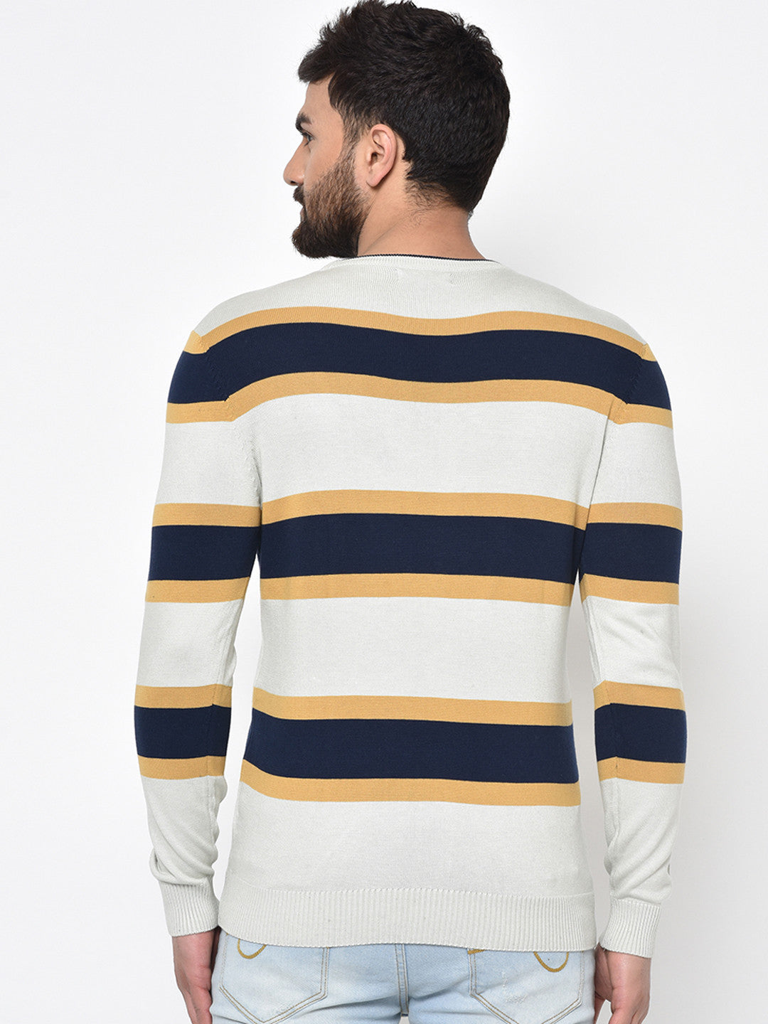 222 Korean Striped Pullover I Ecru