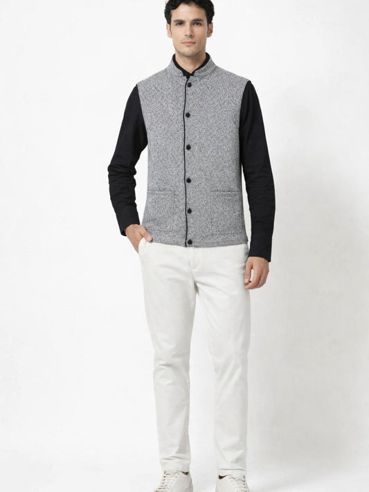 910 Bandhgala Sleeveless Jacket I Grey