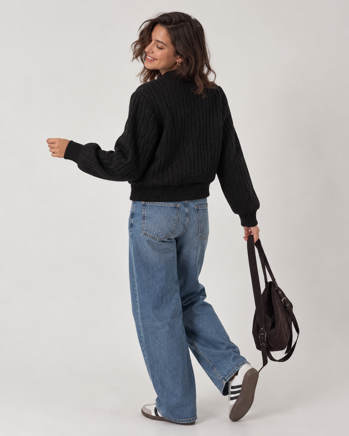 346 Chunky Bomber Cardigan I Black