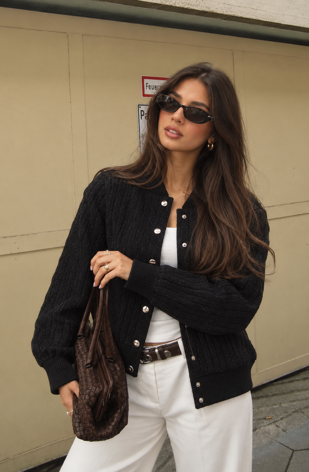 346 Chunky Bomber Cardigan I Black