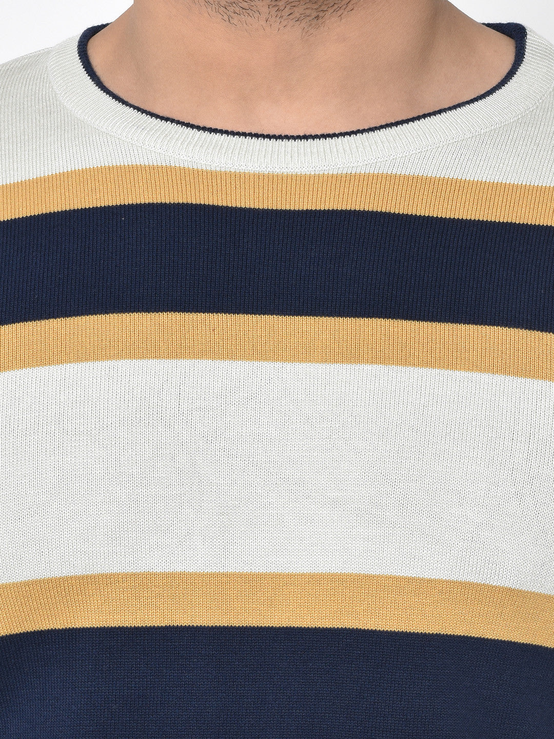 222 Korean Striped Pullover I Ecru
