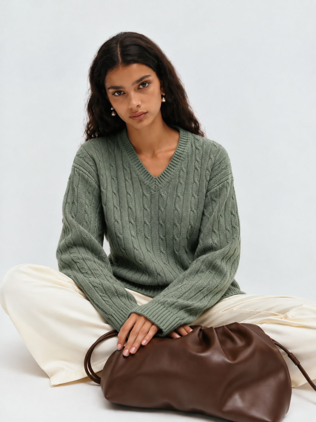 338 Chunky Cable Pullover I Jade