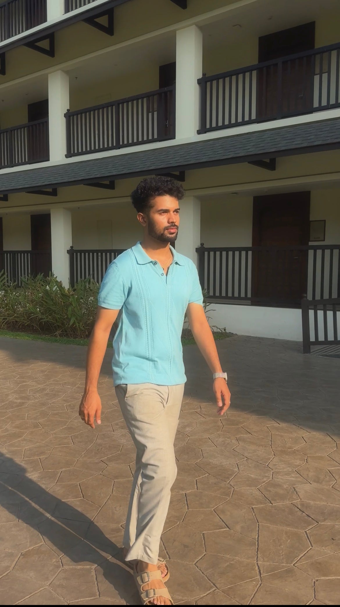 612 Textured Knit Polo I Aqua Blue