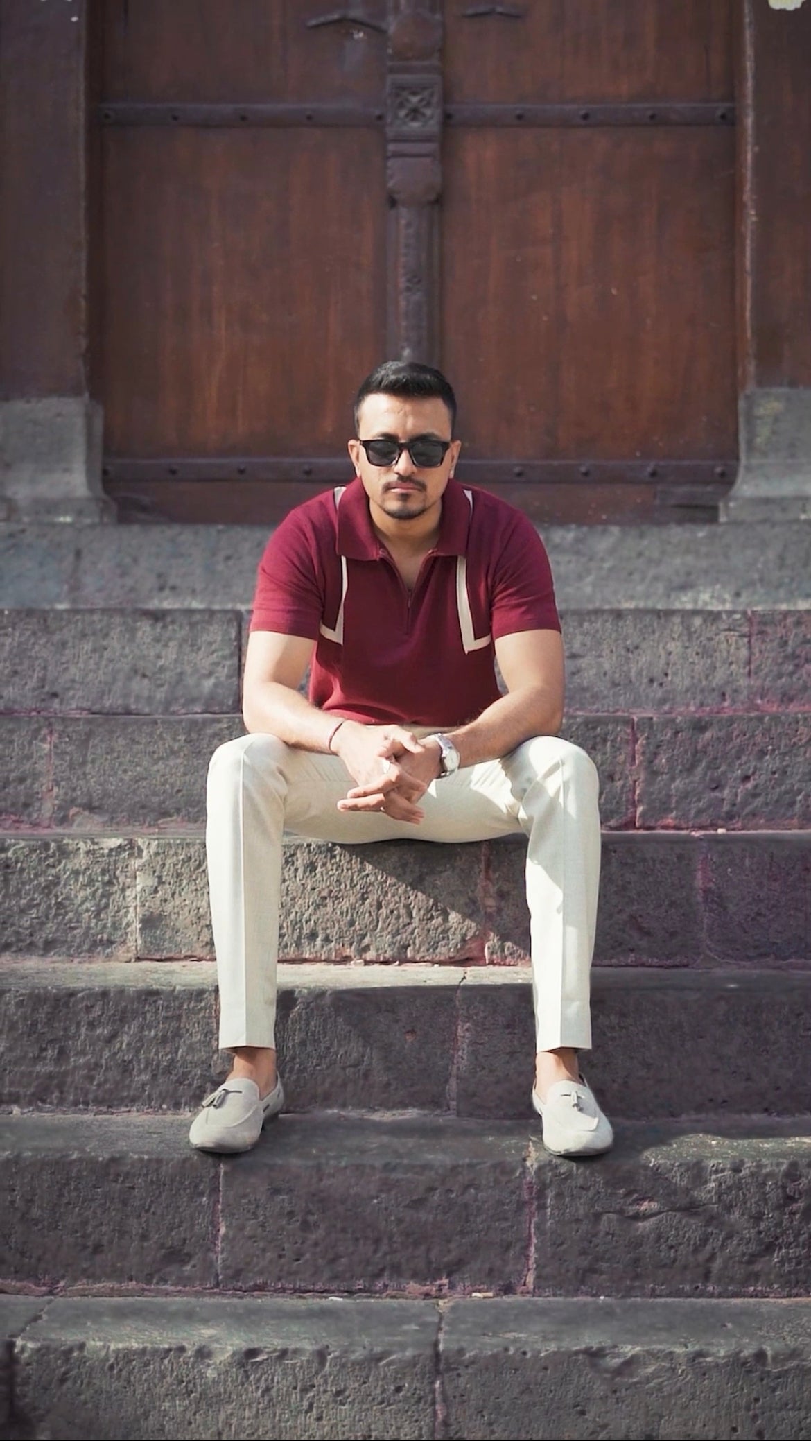 614 Half Zip Knit Polo I Wine