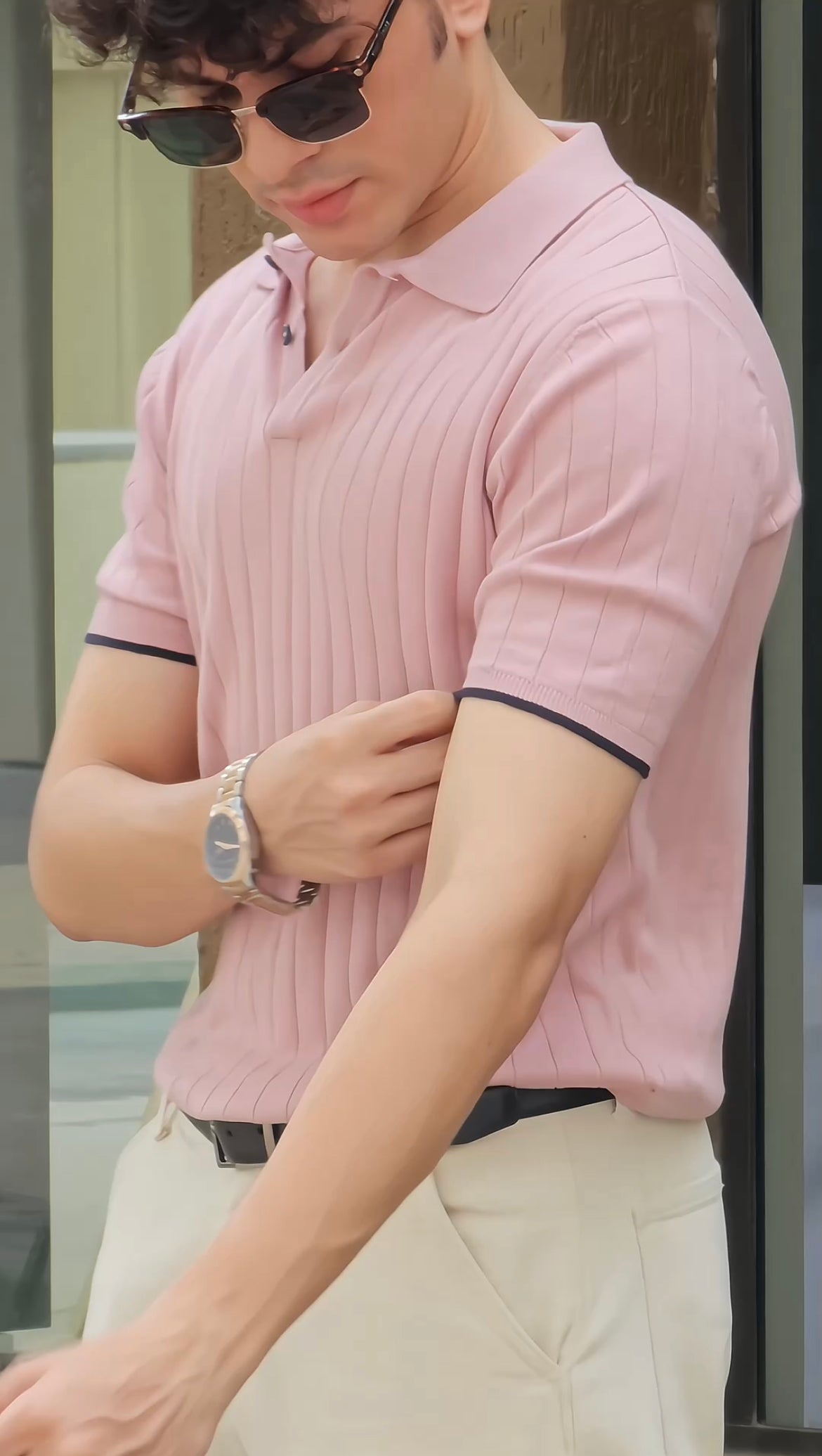 601 Rib Knit Polo I Lavendar
