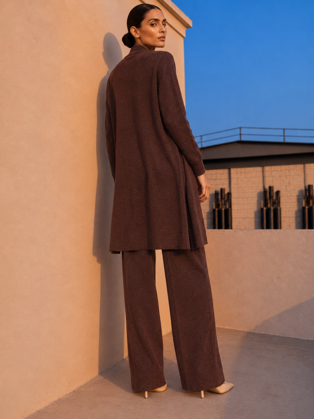Winter Knit Co-Ord Set I Smoked Burgundy I Top + Bottom