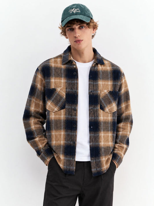 513 Men's Plaid Winter Shacket Shirt I NutBrown