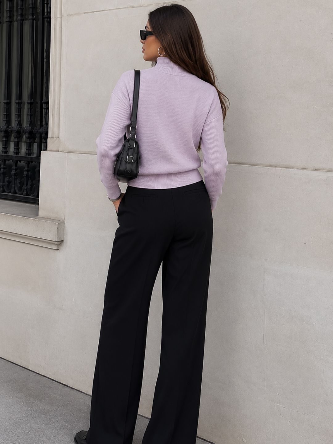 319 Cable Knit Half Zipper I Lavendar