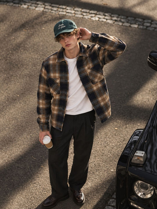 513 Men's Plaid Winter Shacket Shirt I NutBrown