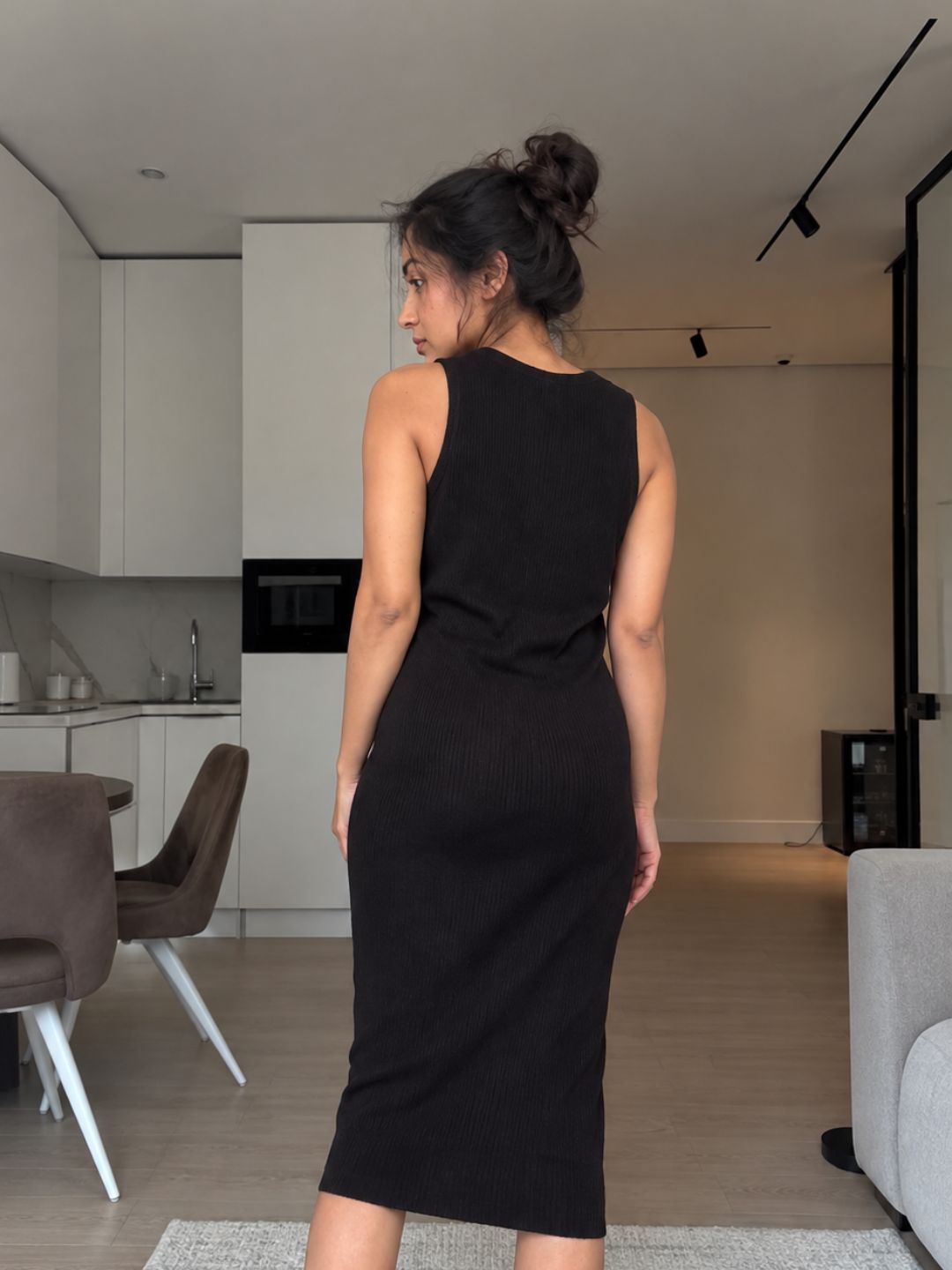 423 Rib Knit Dress I Pure Cotton I Black