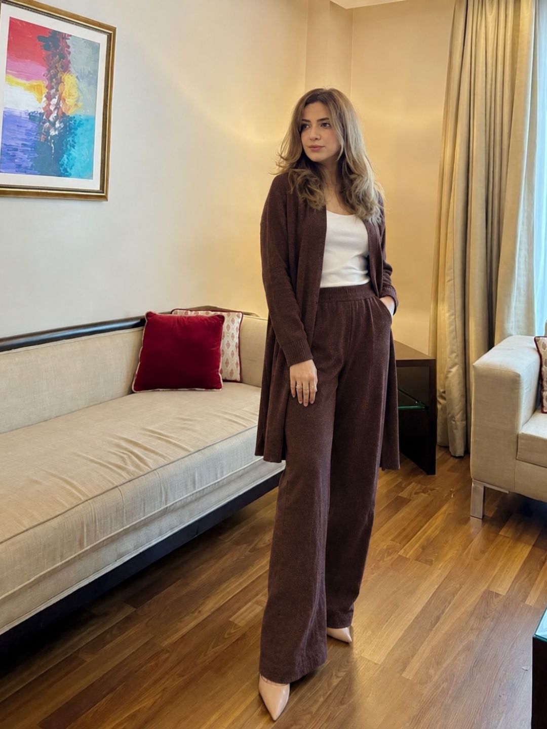 Winter Knit Co-Ord Set I Smoked Burgundy I Top + Bottom
